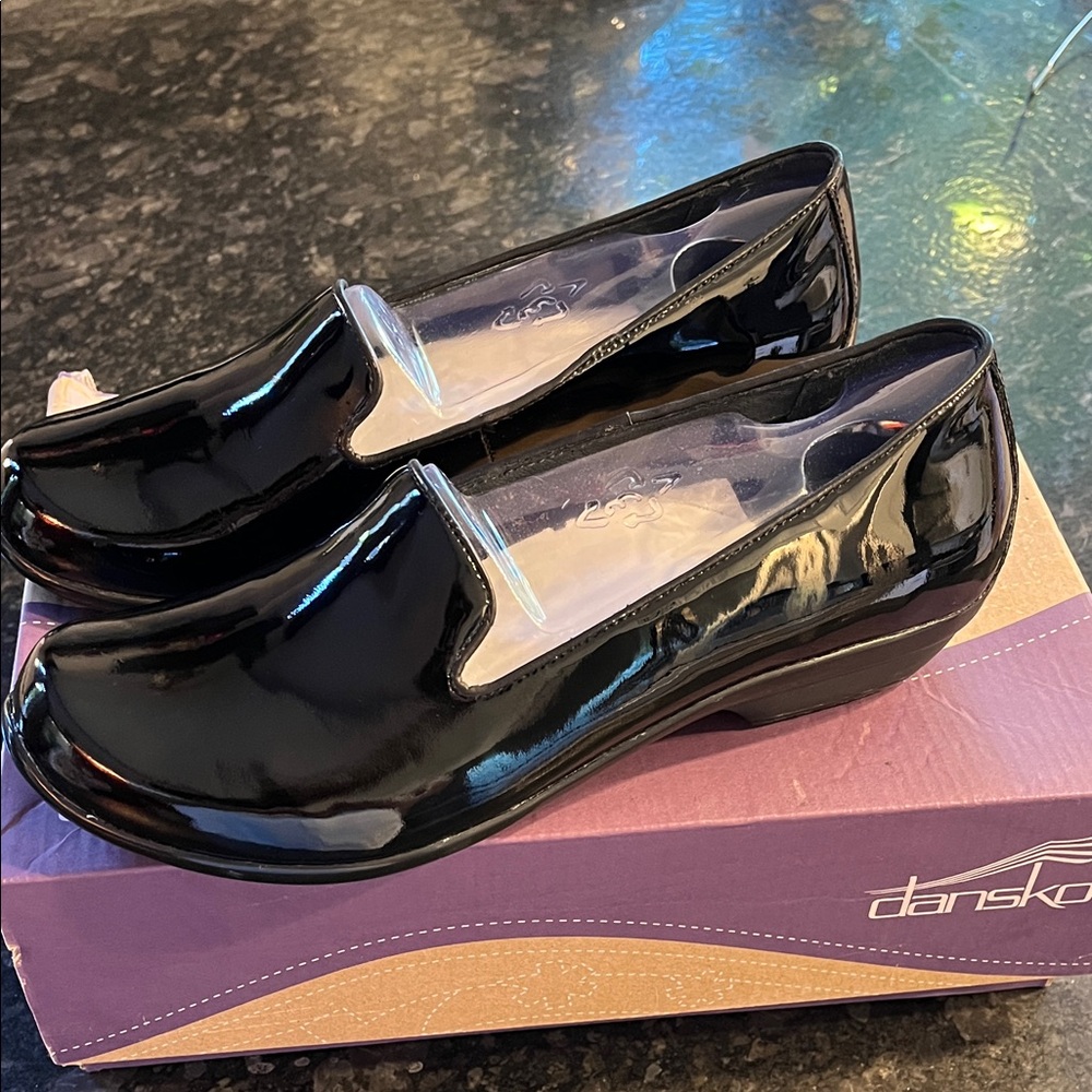 Dansko Olivia Glossy Black Loafers (Brand New)